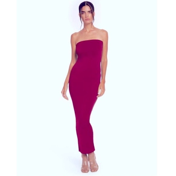 Wolford Fatal Dress Maxi Stretch Tube Dress Versatile in Magenta Hot Pink Purple - Picture 1 of 14